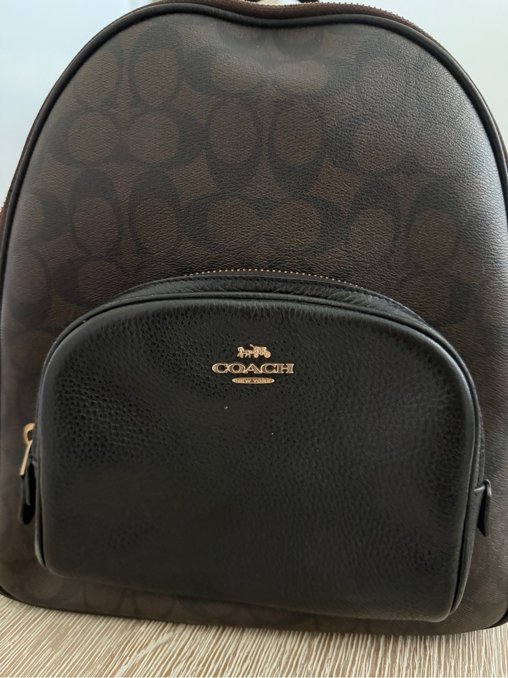 Coach Brown Signature Canvas and Black Leather Men's Backpack